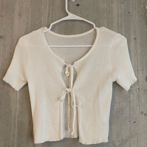 Tie Front White Cardigan